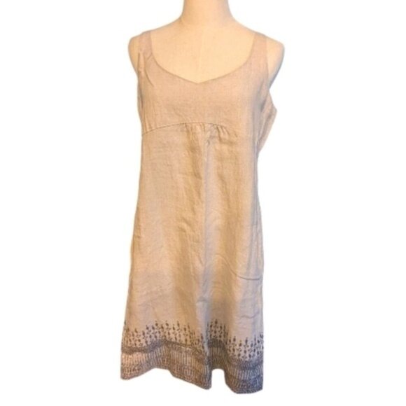 Eileen Fisher Organic Linen Gray Sequin Dress 8 - Picture 2 of 6